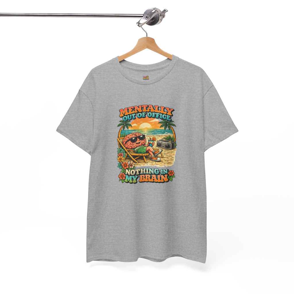 "Mentally Out of Office" Retro Brain Graphic Tee - Sarcastic Vacation T-Shirt