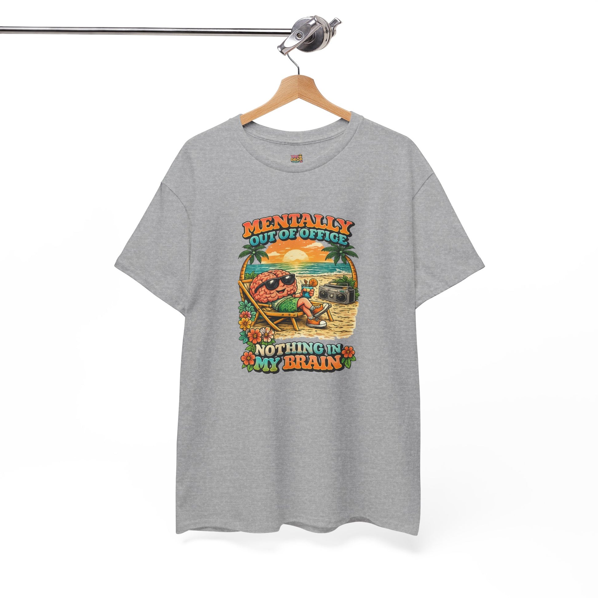 "Mentally Out of Office" Retro Brain Graphic Tee - Sarcastic Vacation T-Shirt