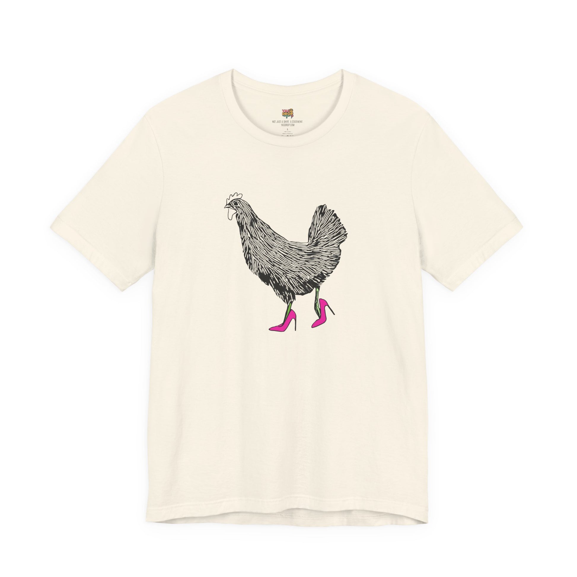 "Serving Looks" Chicken in Heels Graphic Tee – Ironic Minimalist Streetwear