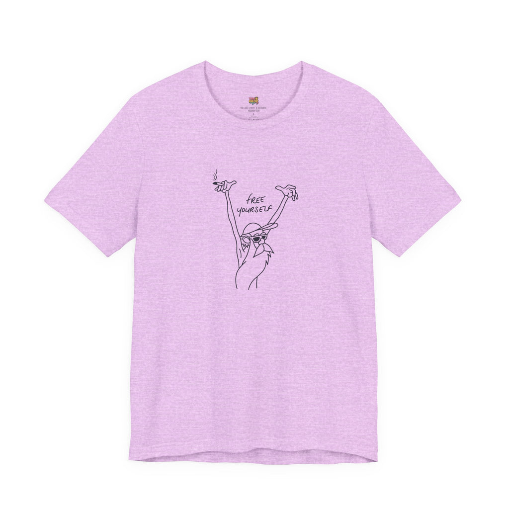 "Free Yourself" Retro Line Art Graphic Tee – Ironic Minimalist Streetwear