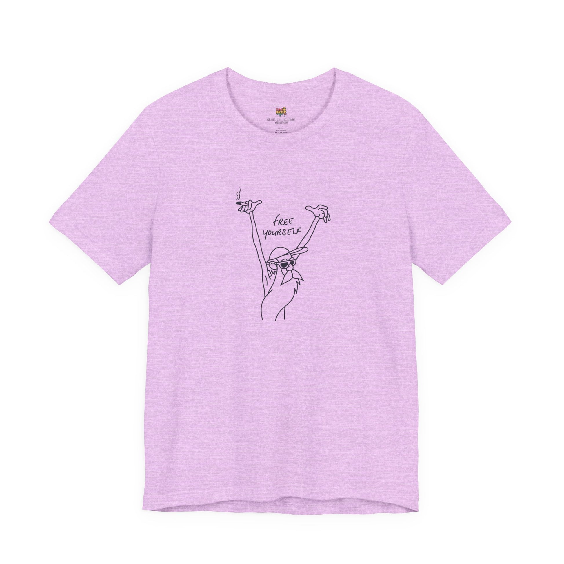"Free Yourself" Retro Line Art Graphic Tee – Ironic Minimalist Streetwear