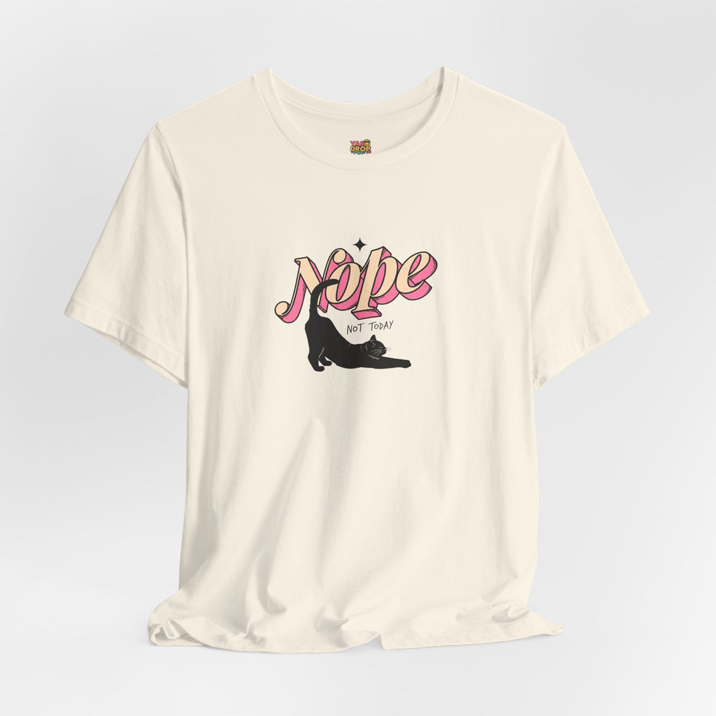 "Nope Not Today" Retro Typography Cat Tee – Y2K Streetwear Graphic Shirt