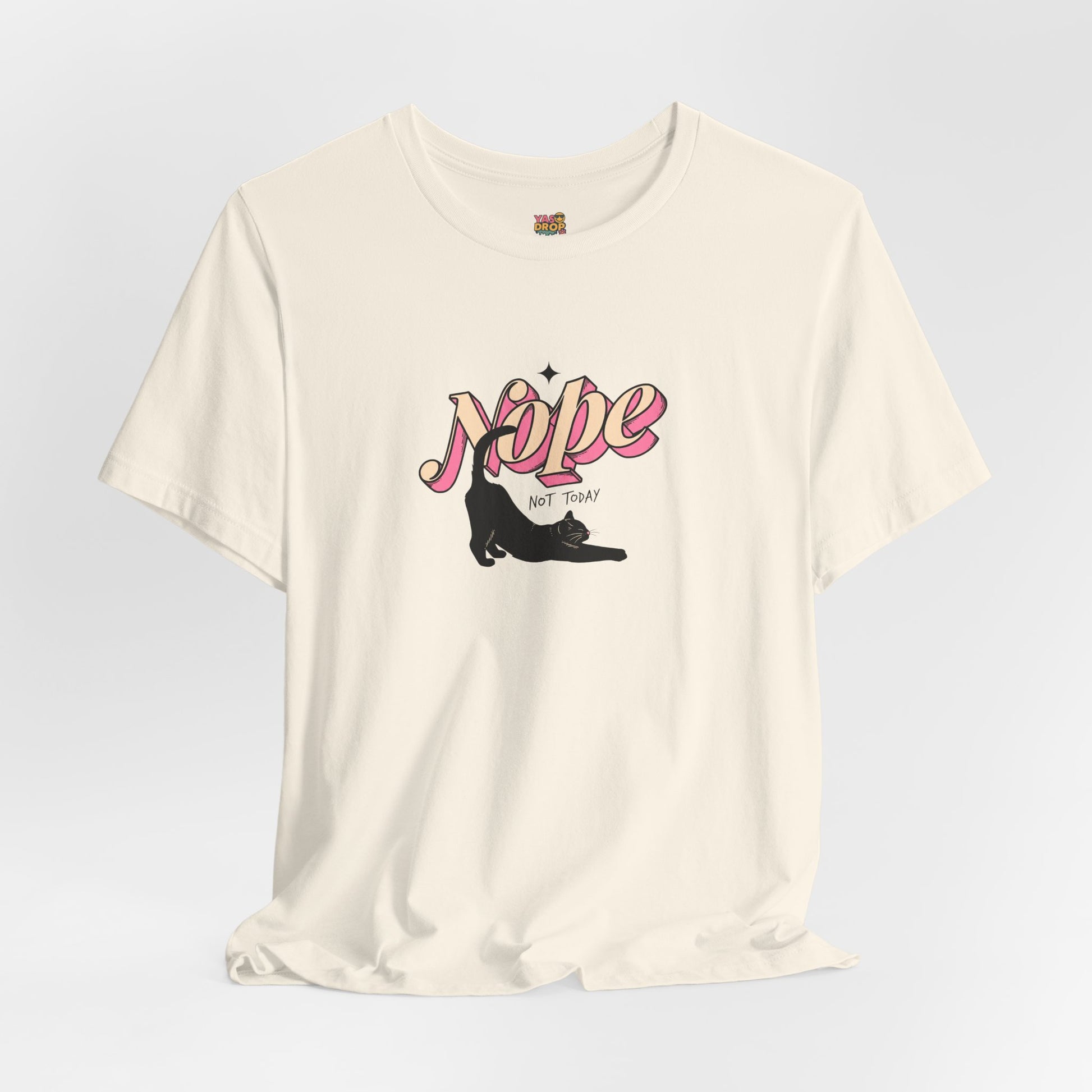 "Nope Not Today" Retro Typography Cat Tee – Y2K Streetwear Graphic Shirt
