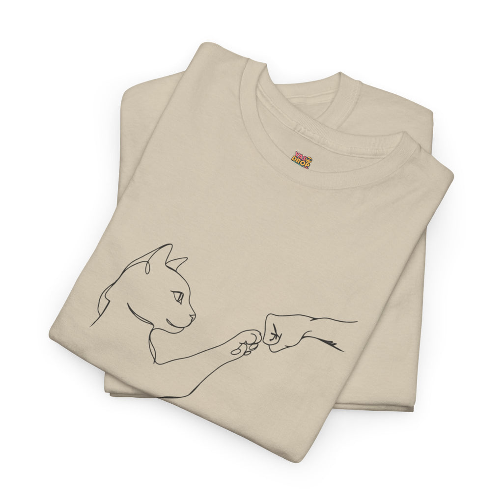 Paw Bump Bond: Minimalist Cat & Human Connection Art Tee