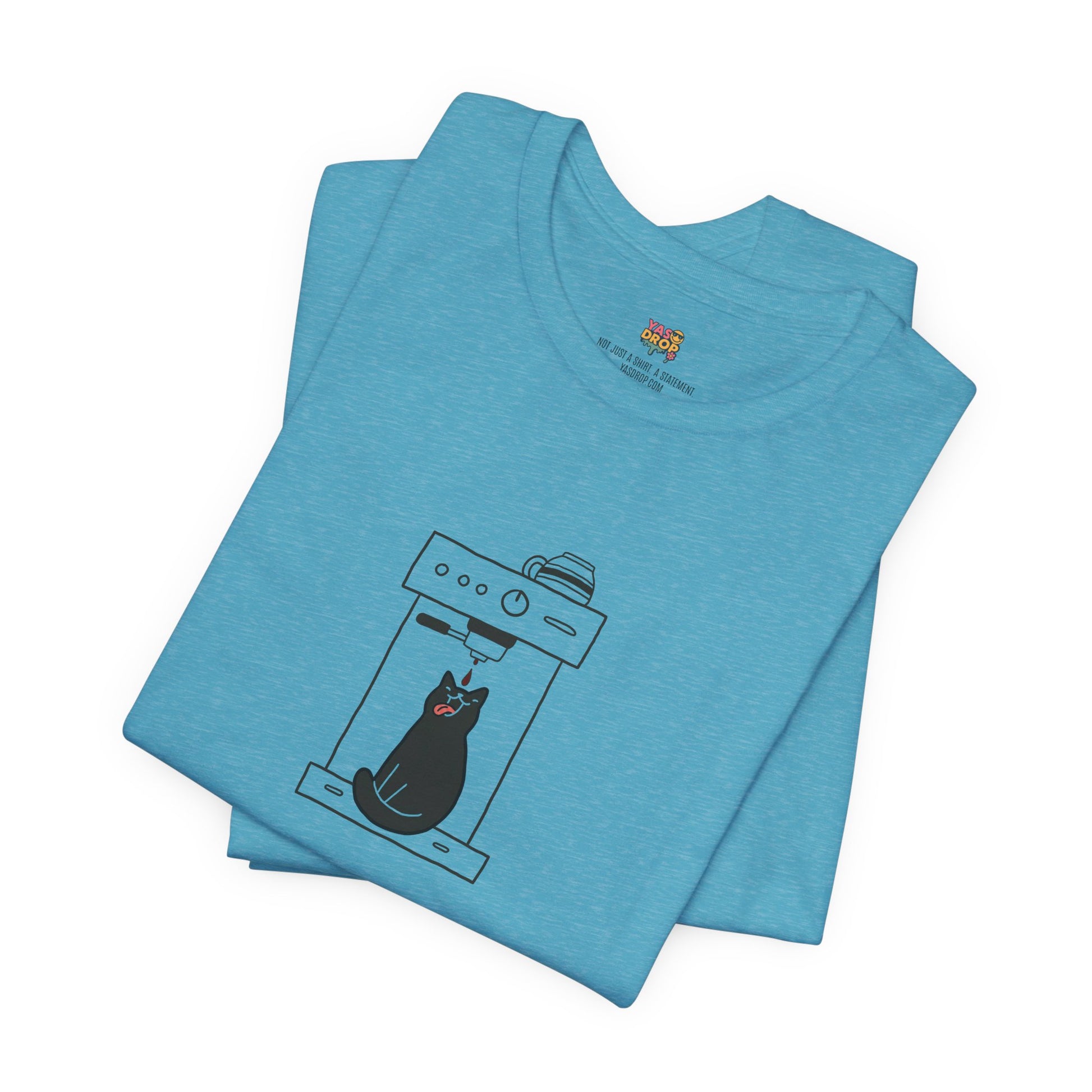 Espresso Cat Graphic Tee – Ironic Minimalist Coffee Streetwear