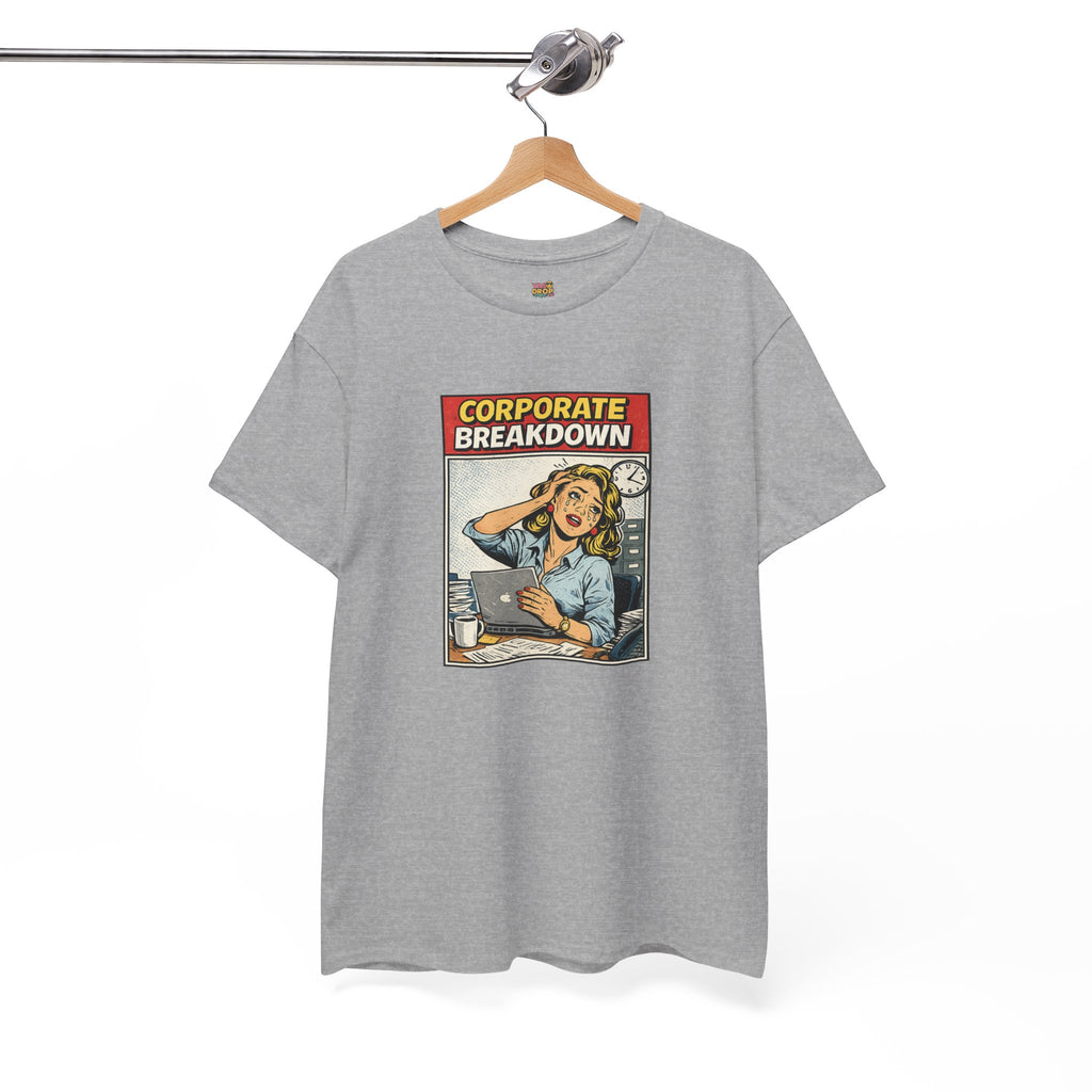 Corporate Breakdown Tee – Retro Office Meme T-Shirt (9–5 Burnout Graphic Shirt)