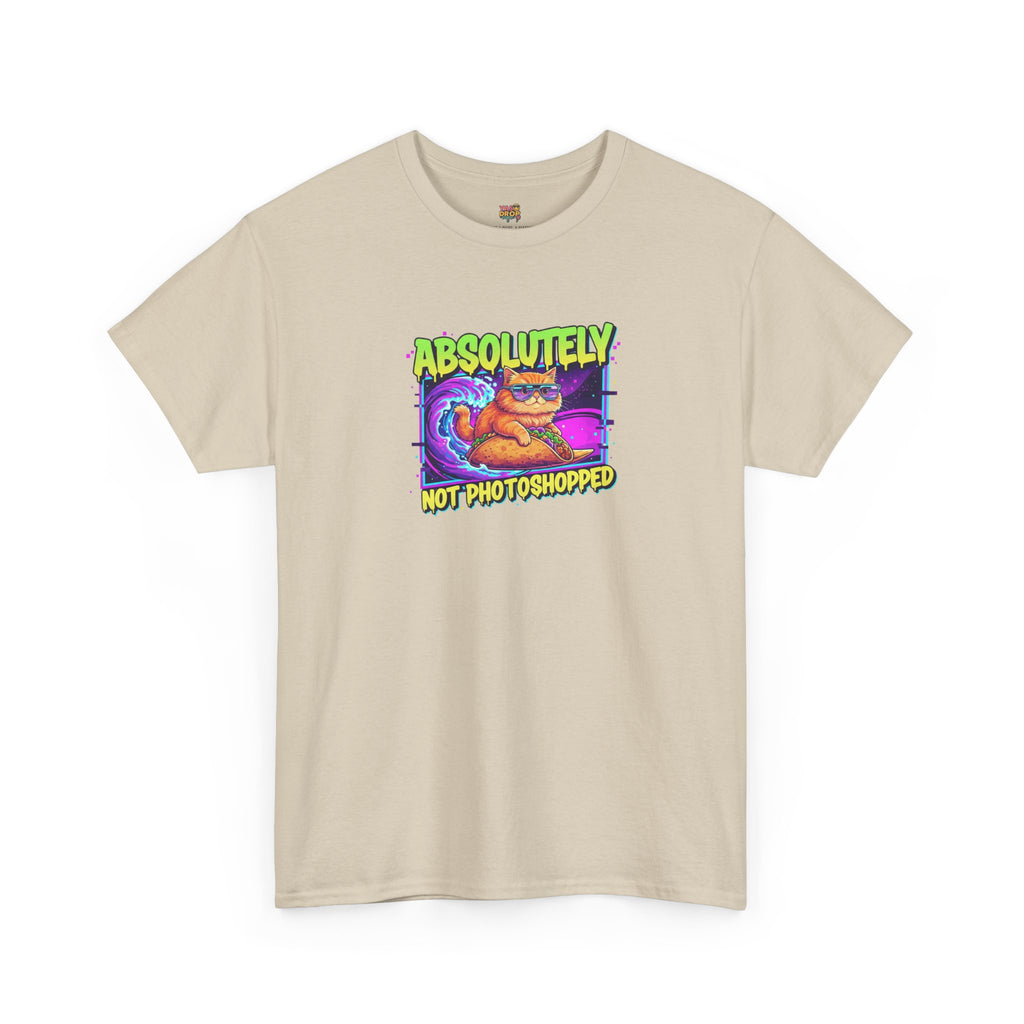 Absolutely Not Photoshopped: Neon Cat Surfing Taco Tee