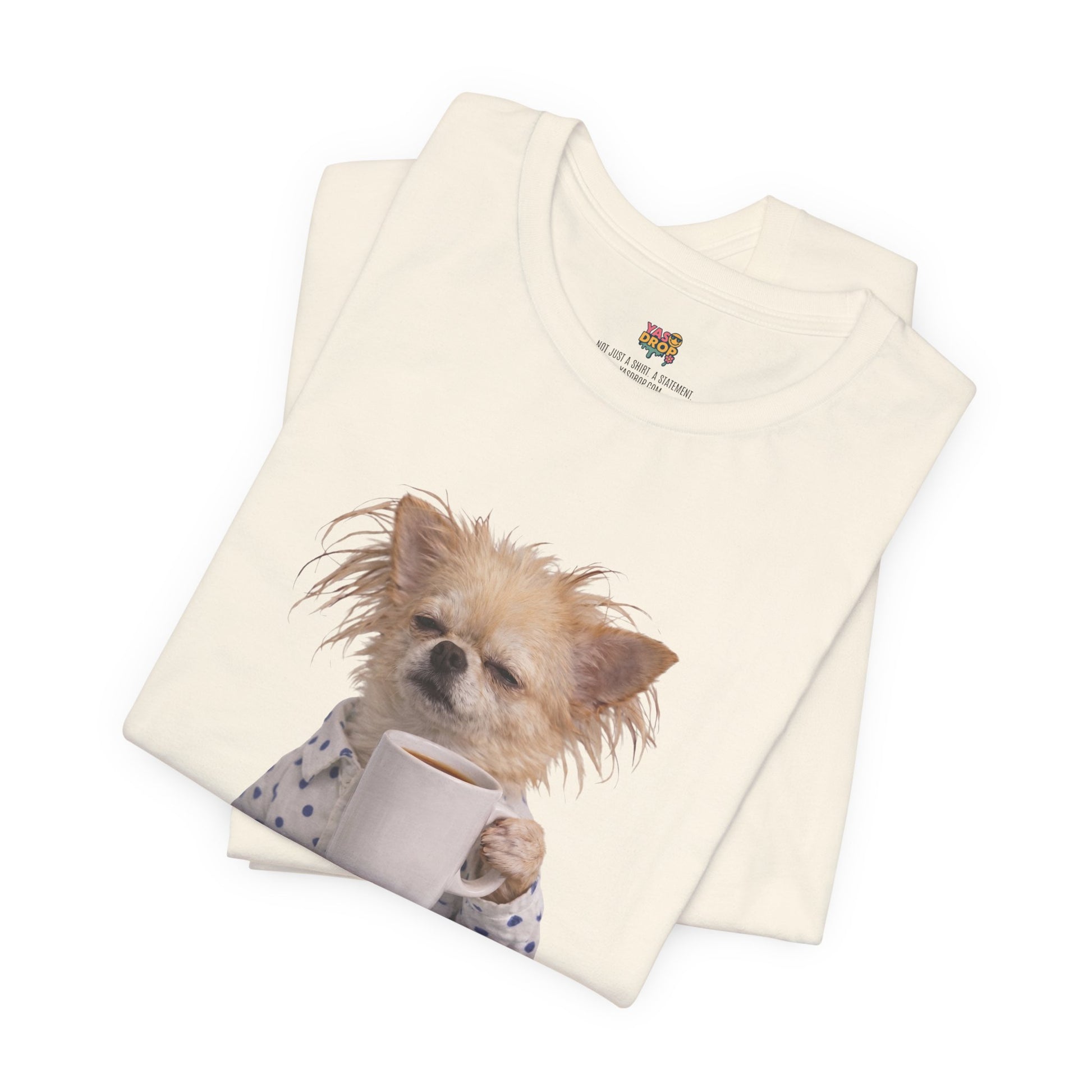 Morning Mood Tired Chihuahua Coffee Graphic T-Shirt