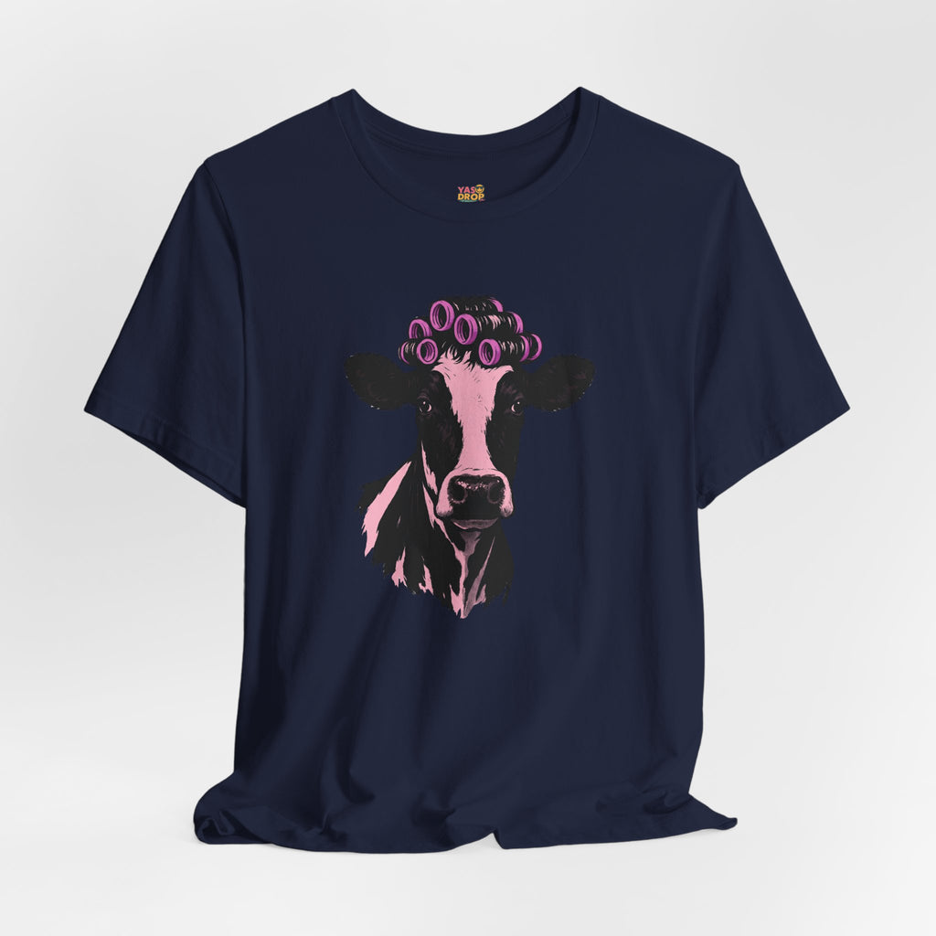 "In My Lane" Cow in Rollers Graphic Tee – Aesthetic Ironic Minimalist Streetwear