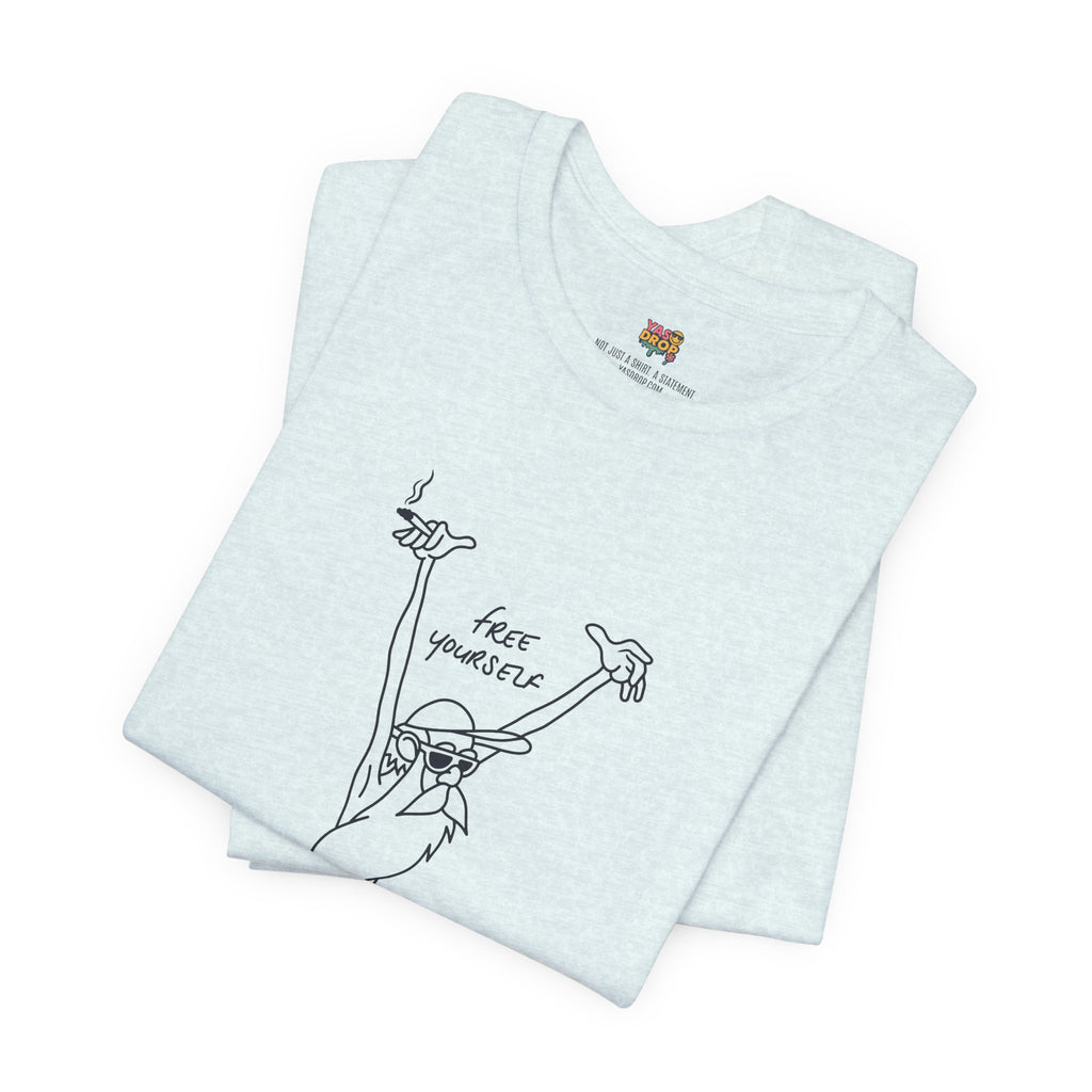 "Free Yourself" Retro Line Art Graphic Tee – Ironic Minimalist Streetwear