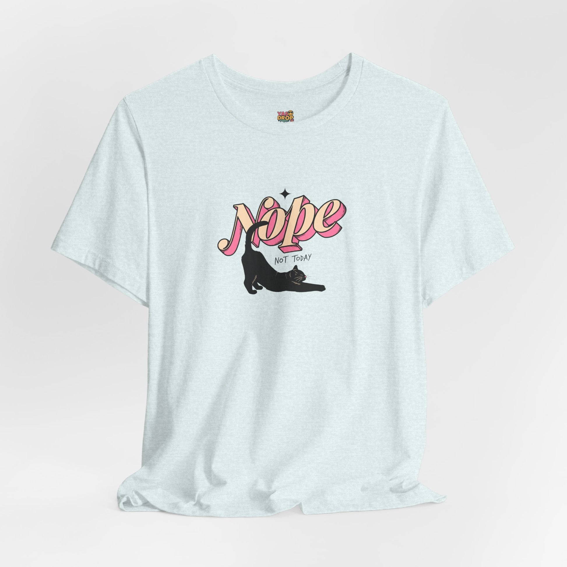 "Nope Not Today" Retro Typography Cat Tee – Y2K Streetwear Graphic Shirt
