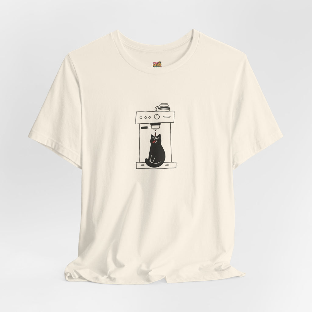 Espresso Cat Graphic Tee – Ironic Minimalist Coffee Streetwear