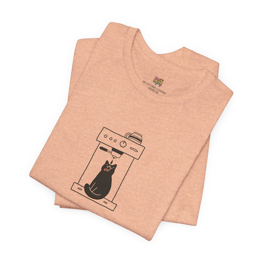 Espresso Cat Graphic Tee – Ironic Minimalist Coffee Streetwear