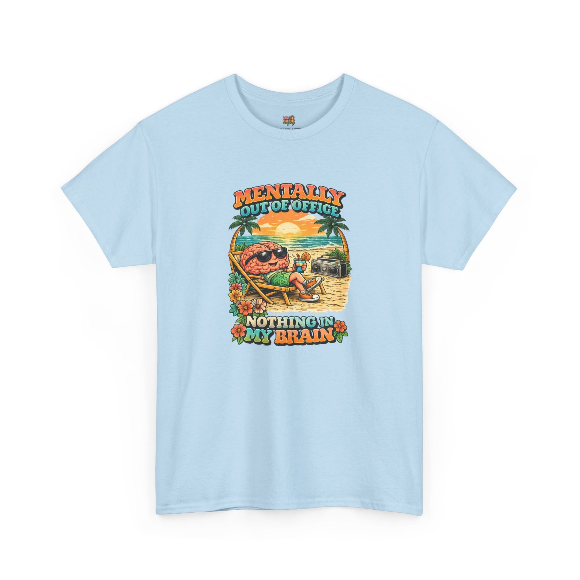"Mentally Out of Office" Retro Brain Graphic Tee - Sarcastic Vacation T-Shirt