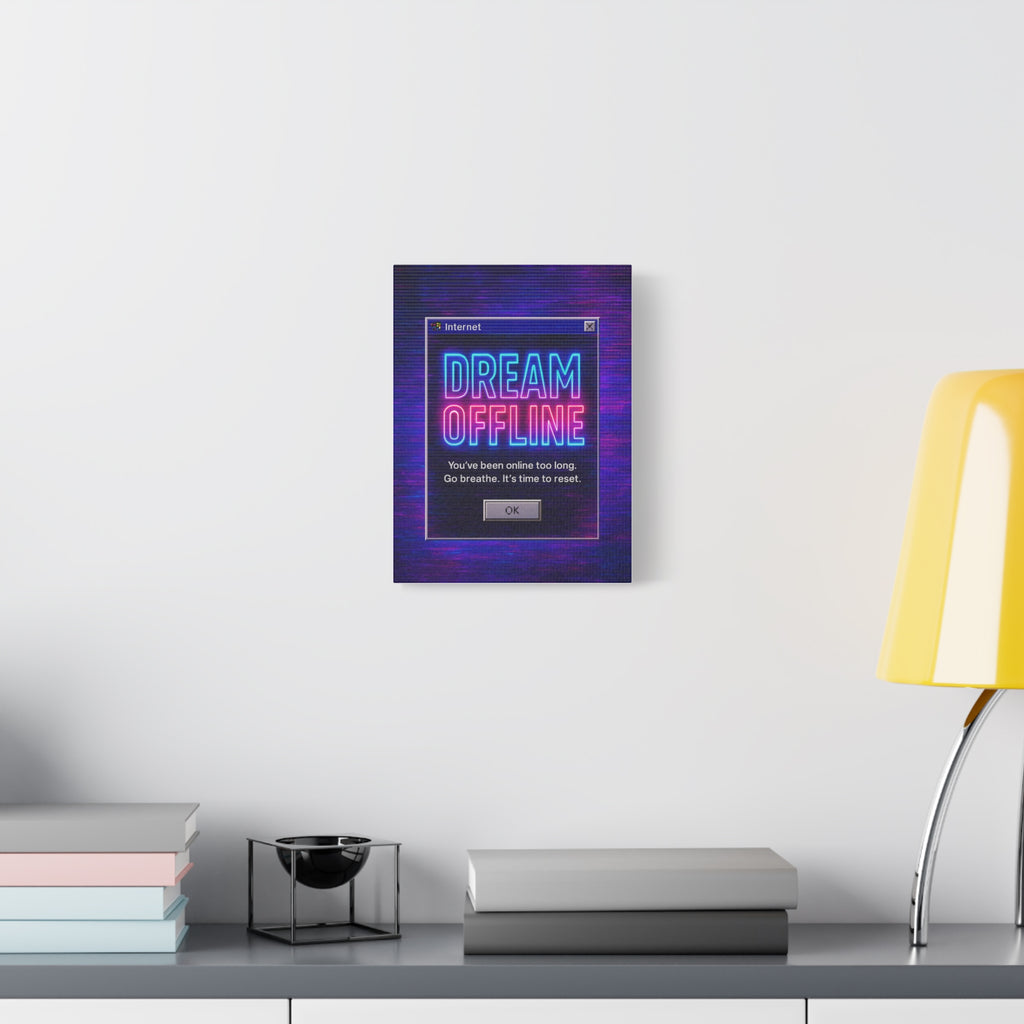 “Dream Offline” Vintage PC Window Art – Retro Windows 95 Pop-Up Poster for Digital Detox