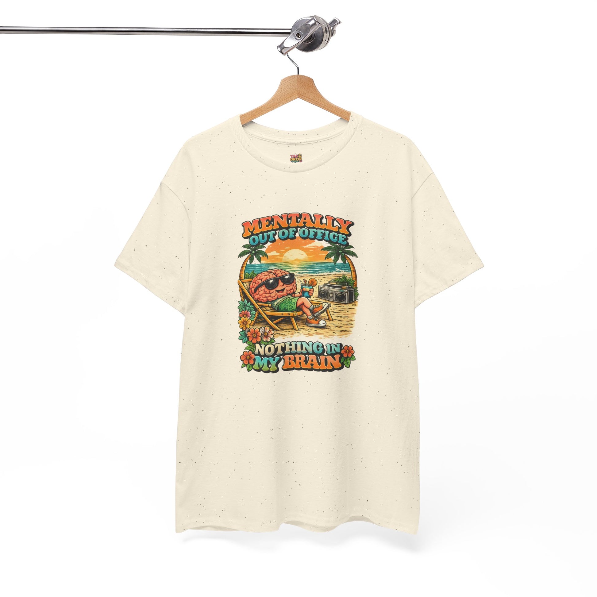 "Mentally Out of Office" Retro Brain Graphic Tee - Sarcastic Vacation T-Shirt