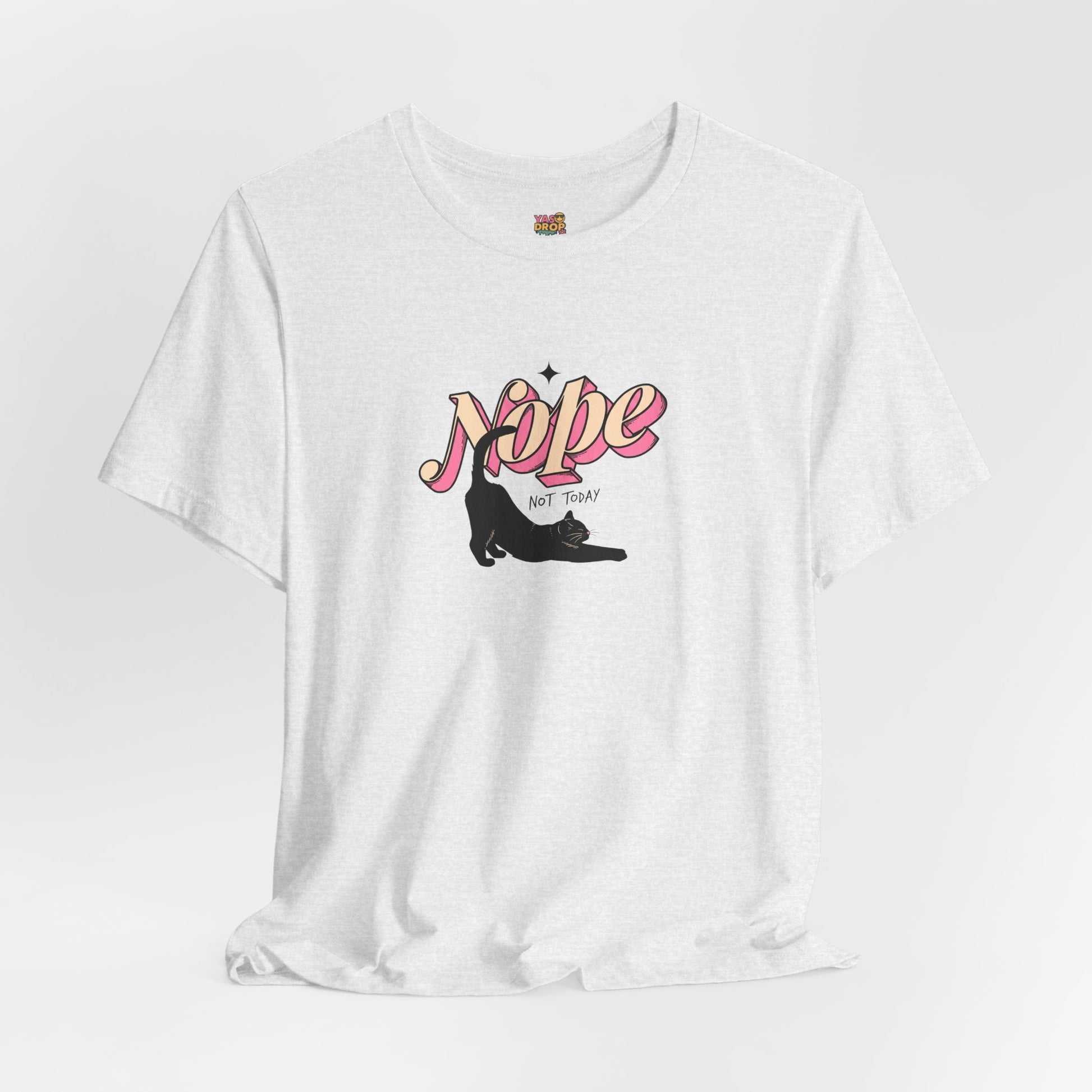 "Nope Not Today" Retro Typography Cat Tee – Y2K Streetwear Graphic Shirt
