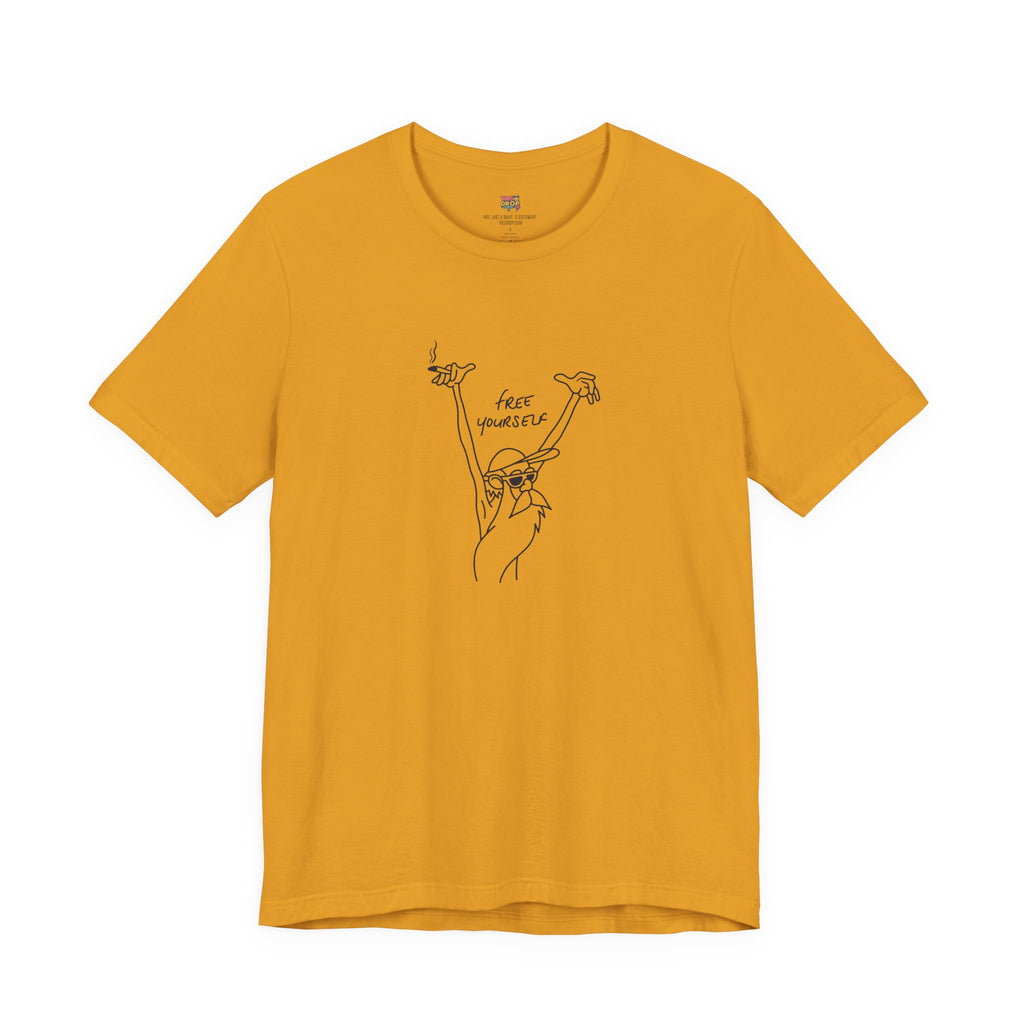 "Free Yourself" Retro Line Art Graphic Tee – Ironic Minimalist Streetwear