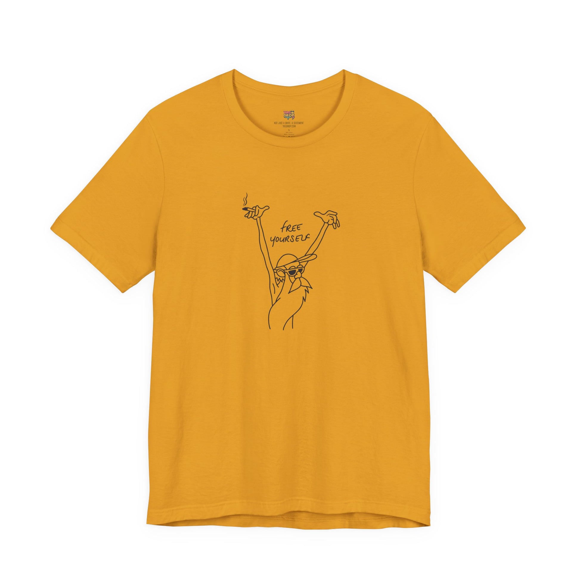 "Free Yourself" Retro Line Art Graphic Tee – Ironic Minimalist Streetwear