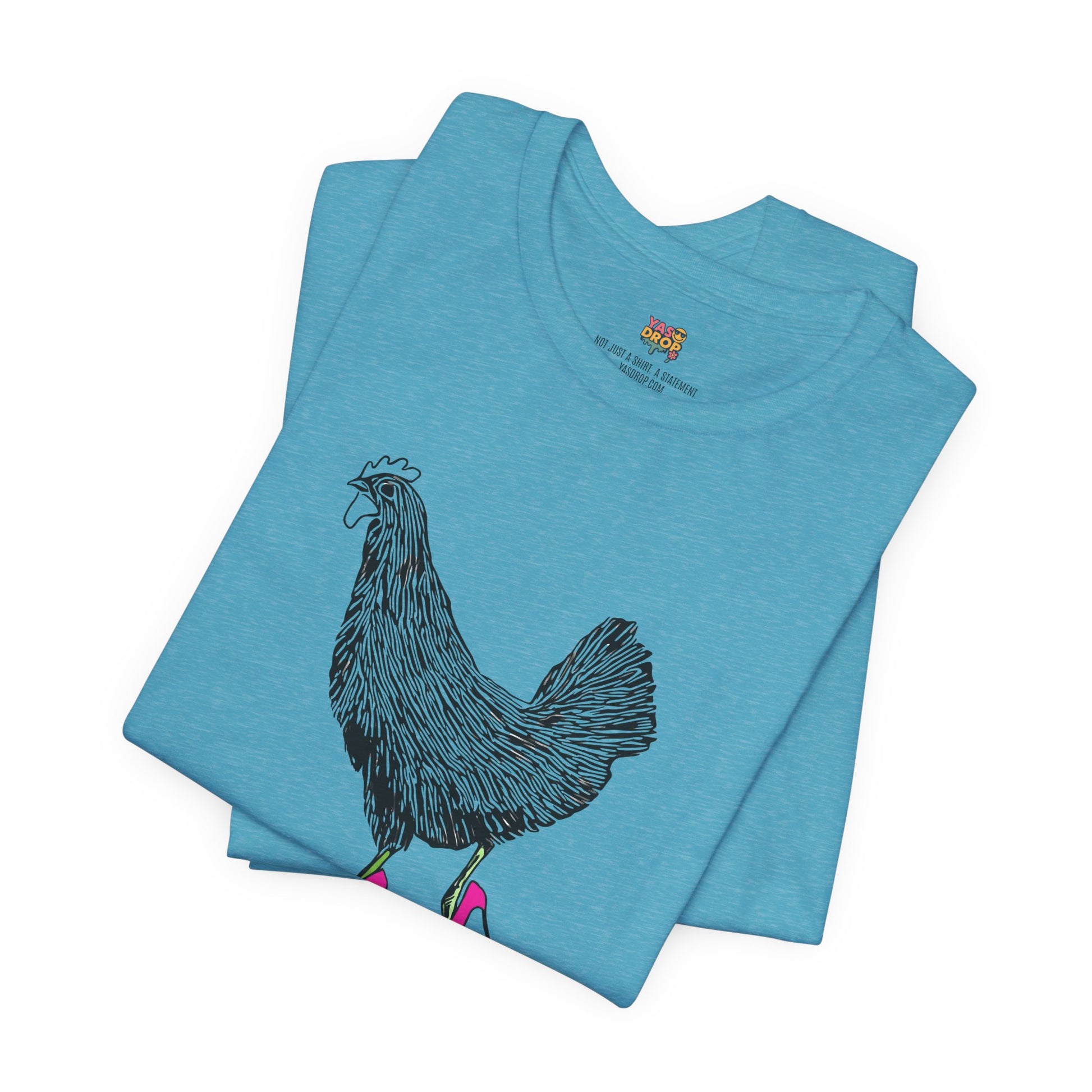 "Serving Looks" Chicken in Heels Graphic Tee – Ironic Minimalist Streetwear