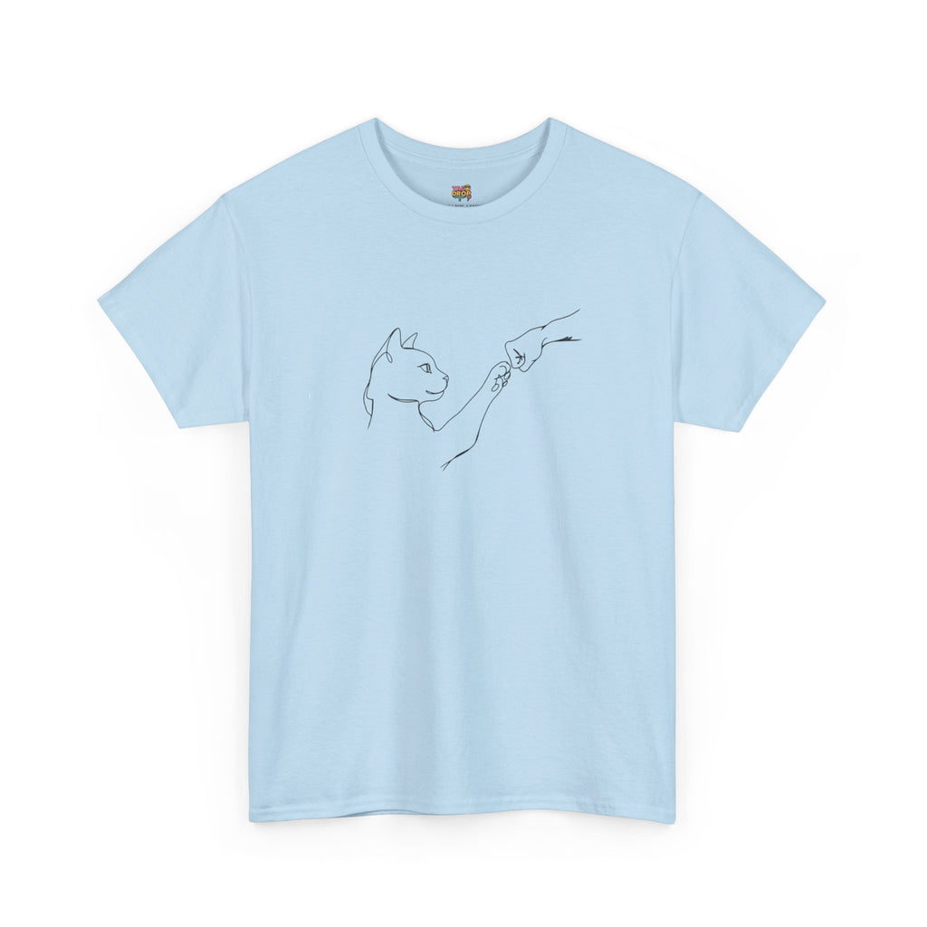 Paw Bump Bond: Minimalist Cat & Human Connection Art Tee