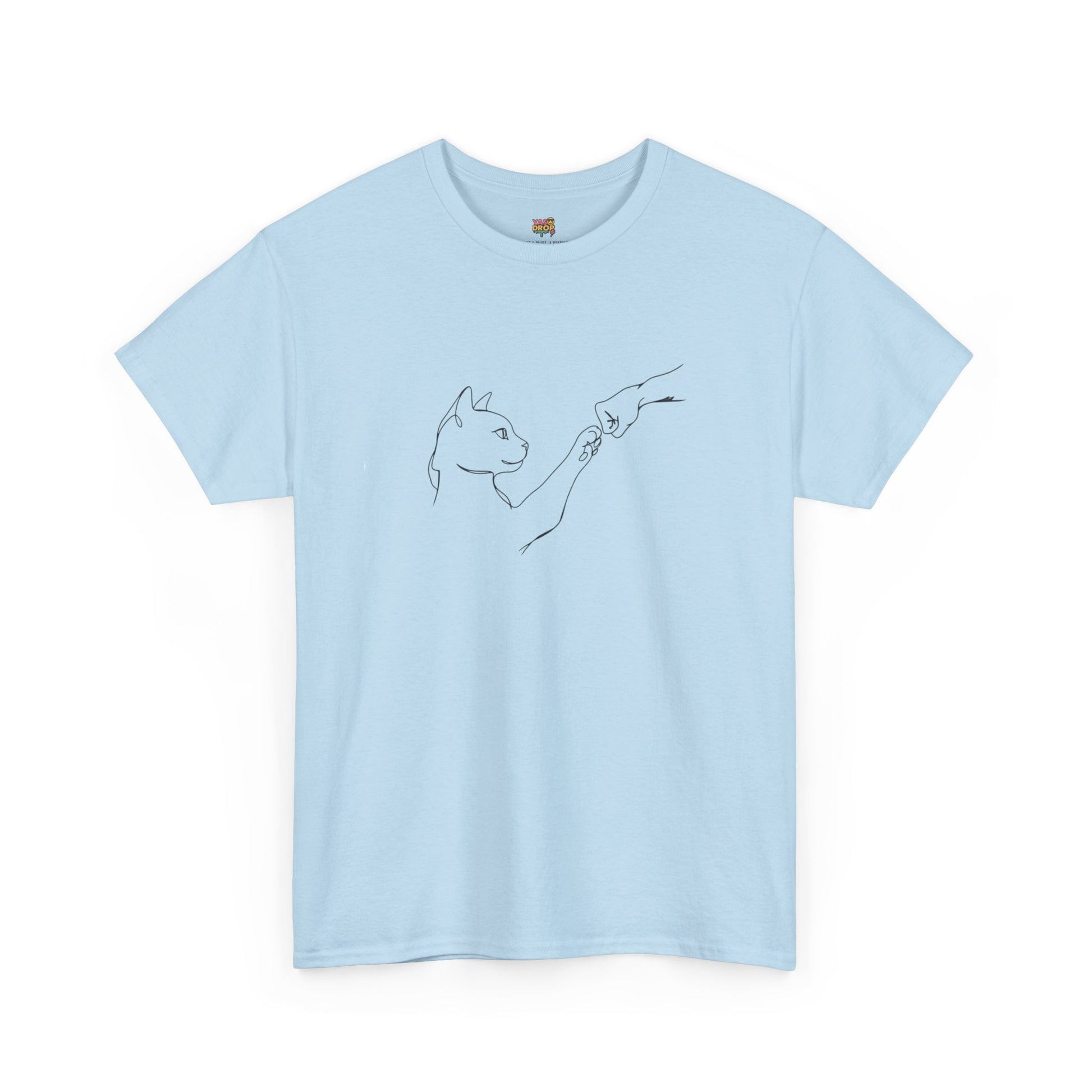 Paw Bump Bond: Minimalist Cat & Human Connection Art Tee
