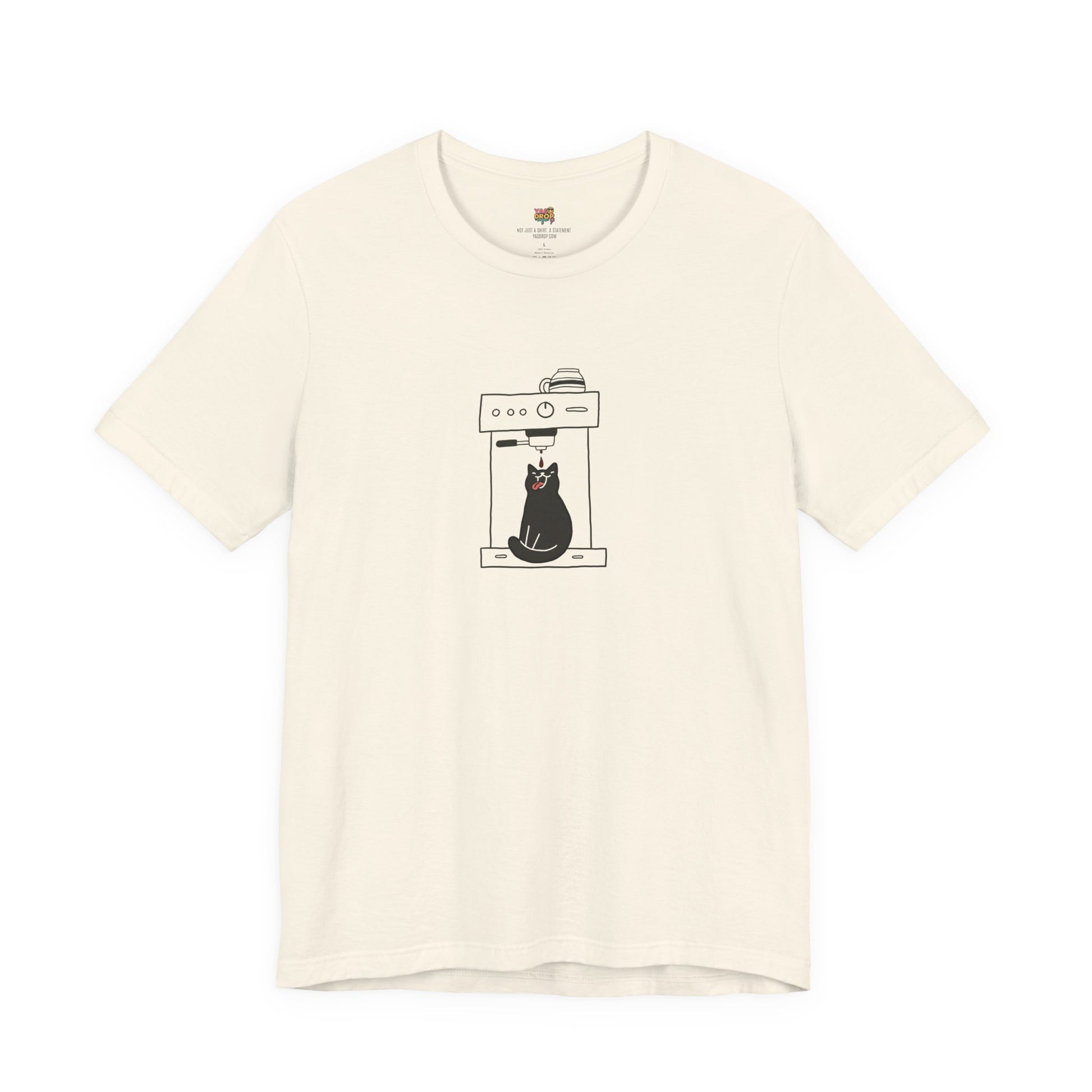 Espresso Cat Graphic Tee – Ironic Minimalist Coffee Streetwear