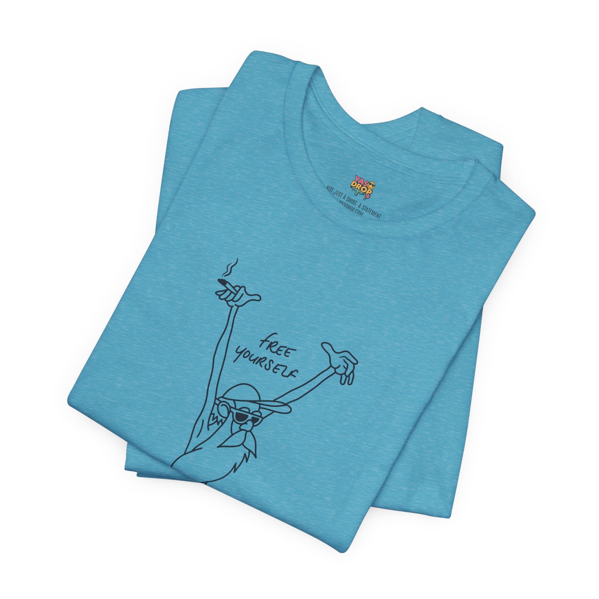 "Free Yourself" Retro Line Art Graphic Tee – Ironic Minimalist Streetwear