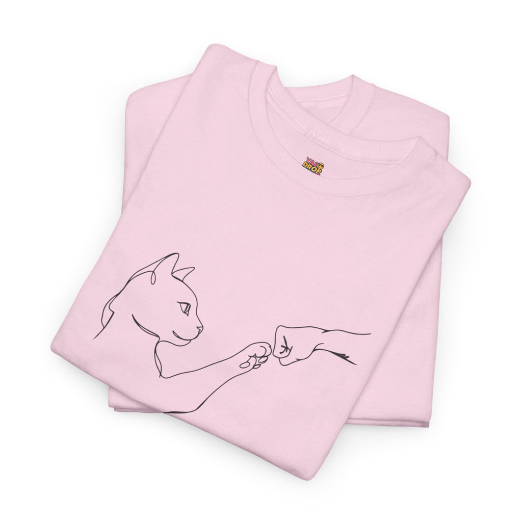 Paw Bump Bond: Minimalist Cat & Human Connection Art Tee