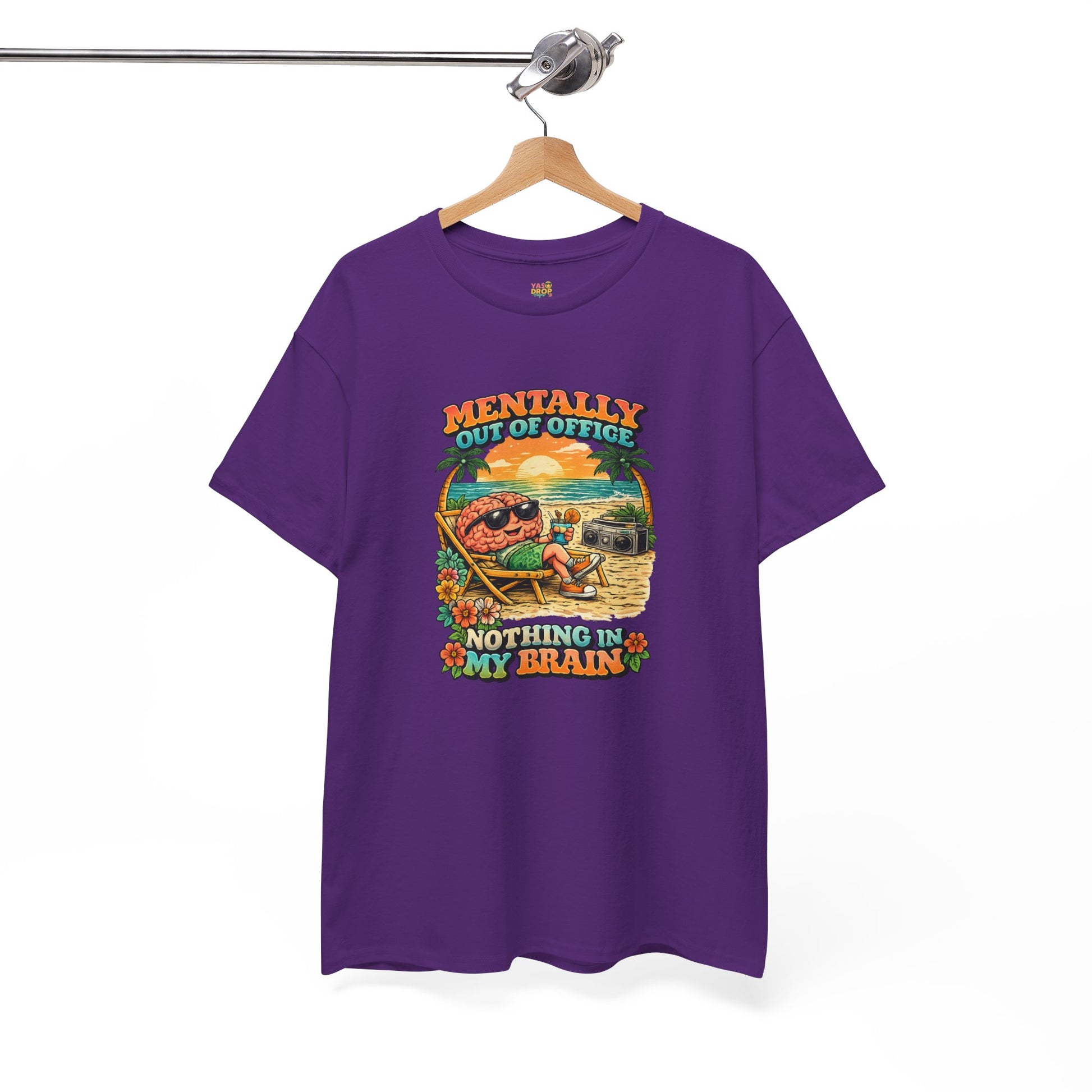 "Mentally Out of Office" Retro Brain Graphic Tee - Sarcastic Vacation T-Shirt