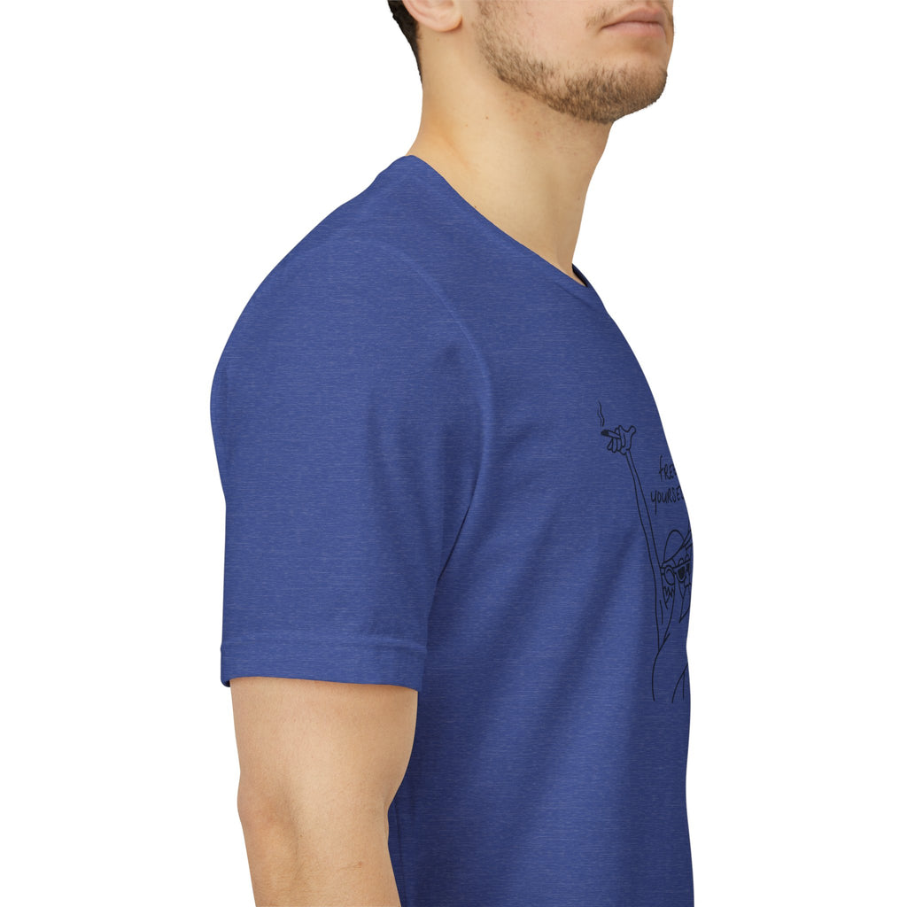 "Free Yourself" Retro Line Art Graphic Tee – Ironic Minimalist Streetwear