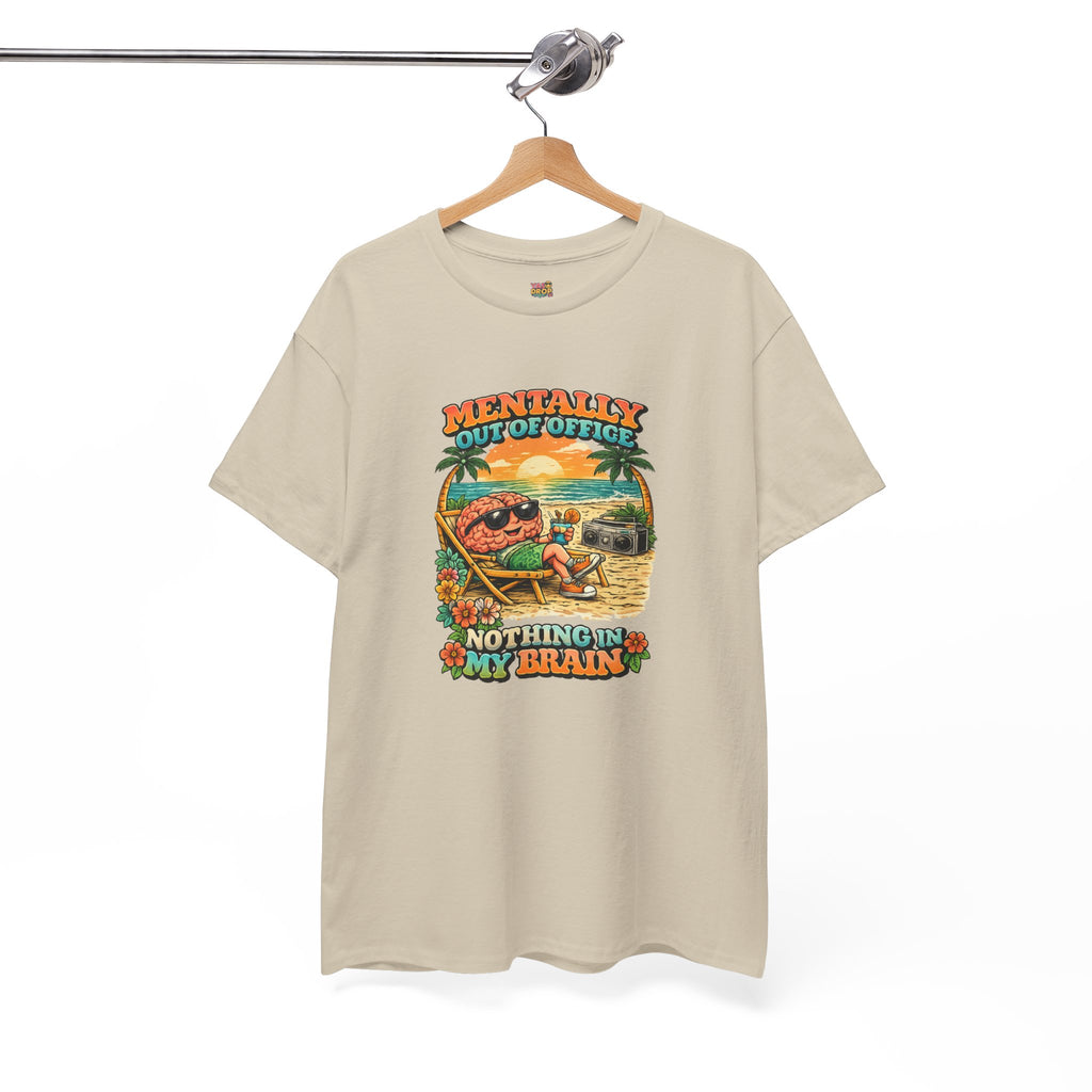 "Mentally Out of Office" Retro Brain Graphic Tee - Sarcastic Vacation T-Shirt