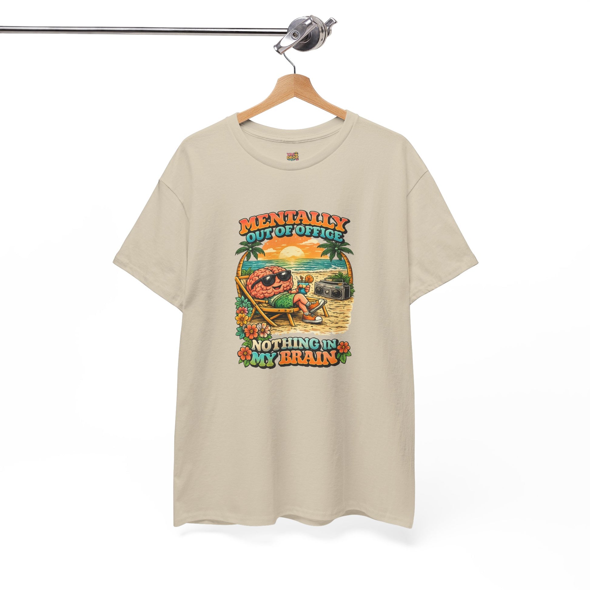 "Mentally Out of Office" Retro Brain Graphic Tee - Sarcastic Vacation T-Shirt