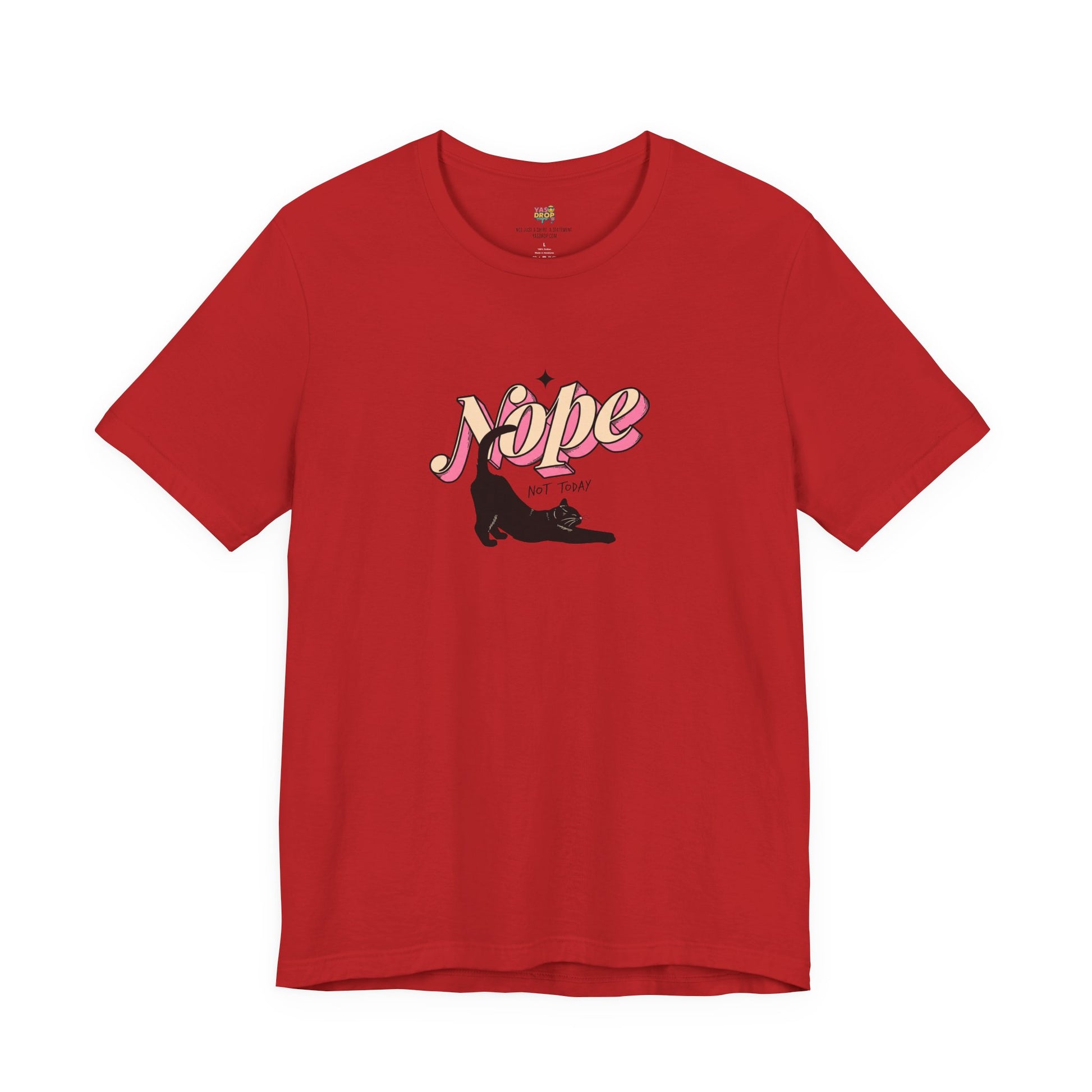 "Nope Not Today" Retro Typography Cat Tee – Y2K Streetwear Graphic Shirt