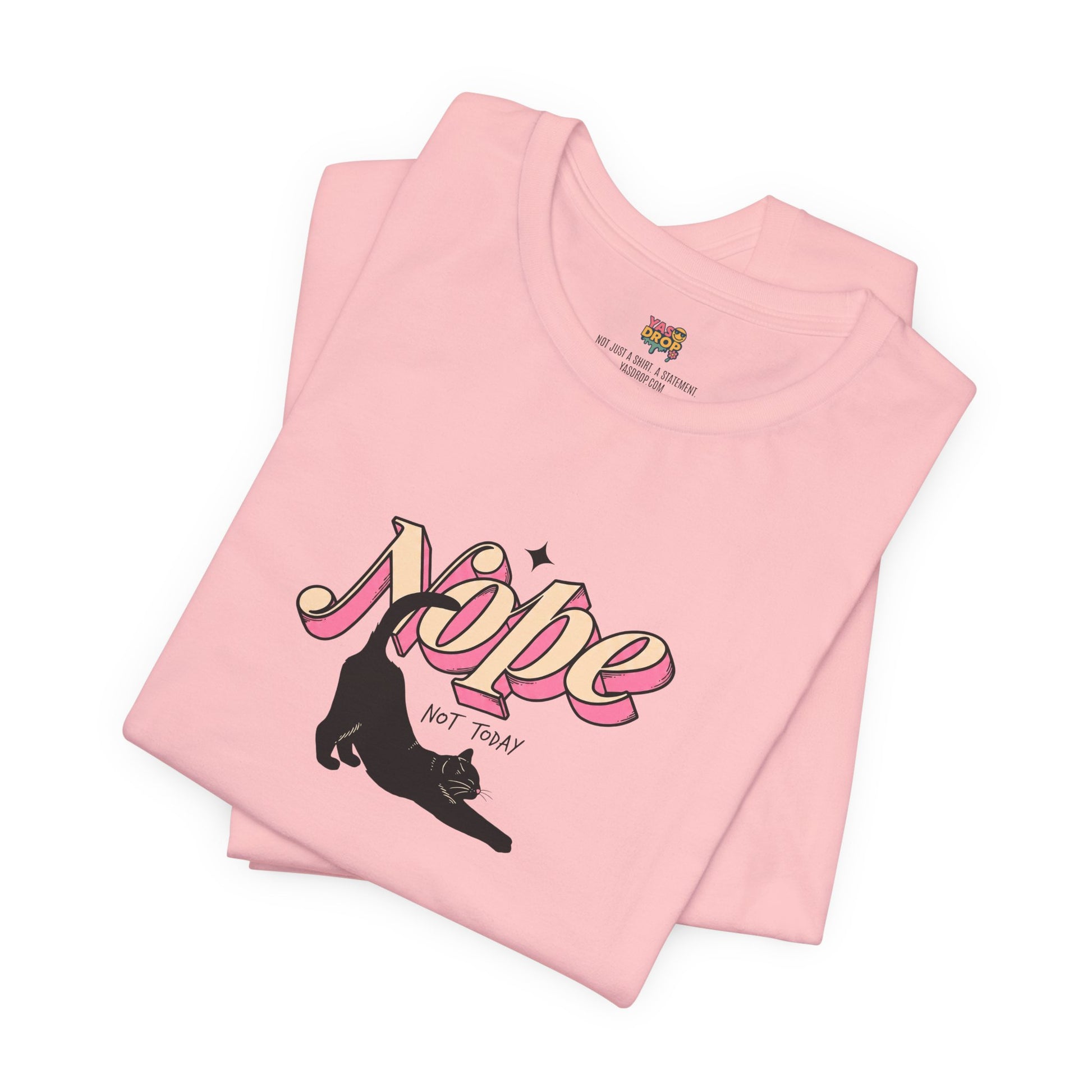 "Nope Not Today" Retro Typography Cat Tee – Y2K Streetwear Graphic Shirt