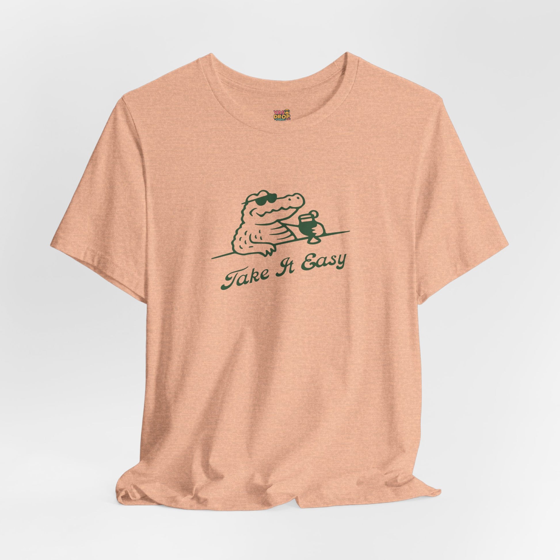 Take It Easy Crocodile Graphic Tee - Retro Aesthetic Vintage White Streetwear Shirt