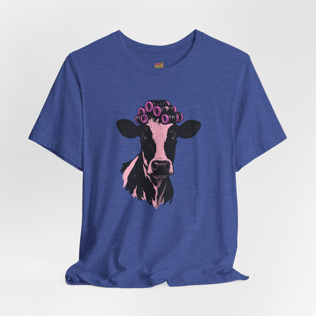 "In My Lane" Cow in Rollers Graphic Tee – Aesthetic Ironic Minimalist Streetwear