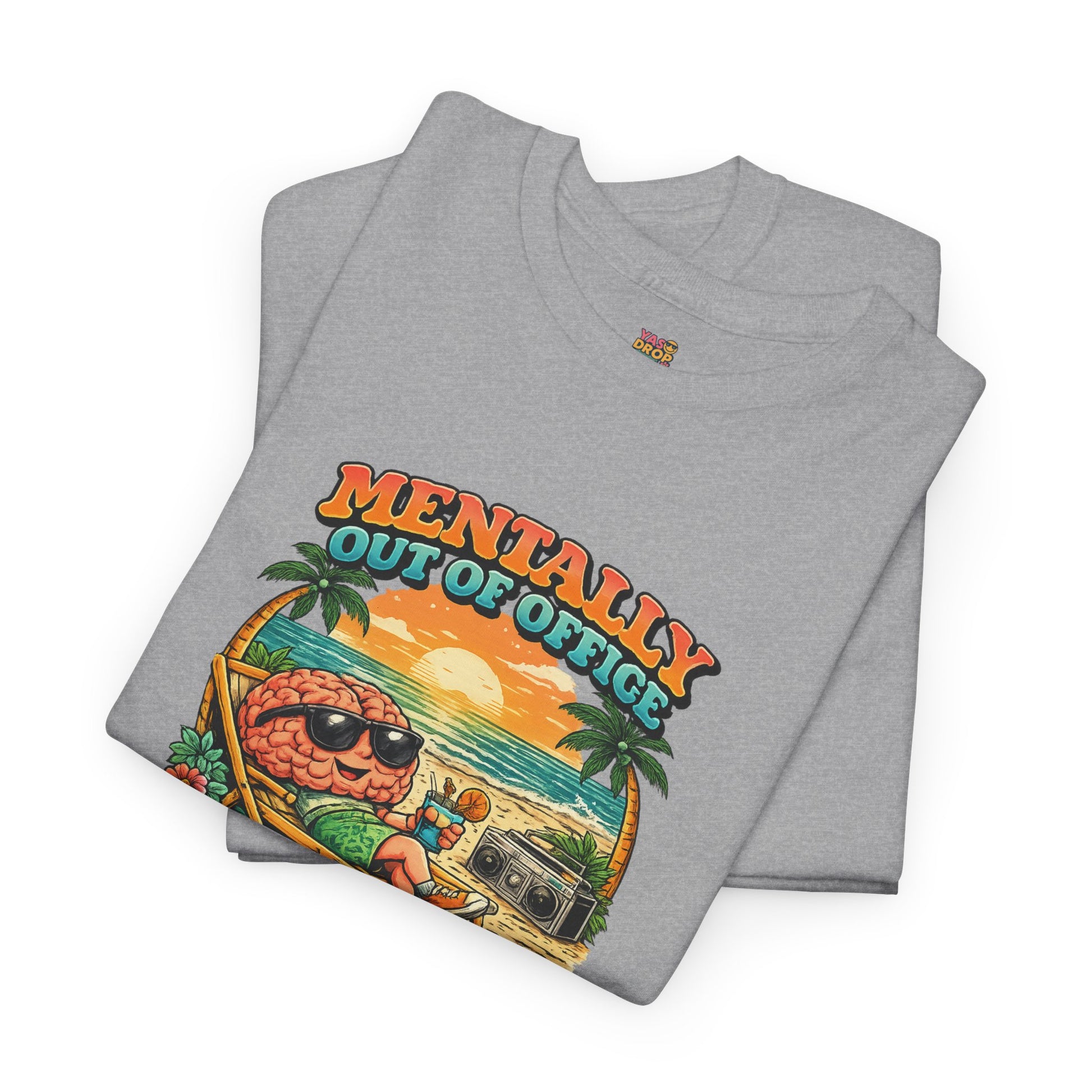 "Mentally Out of Office" Retro Brain Graphic Tee - Sarcastic Vacation T-Shirt