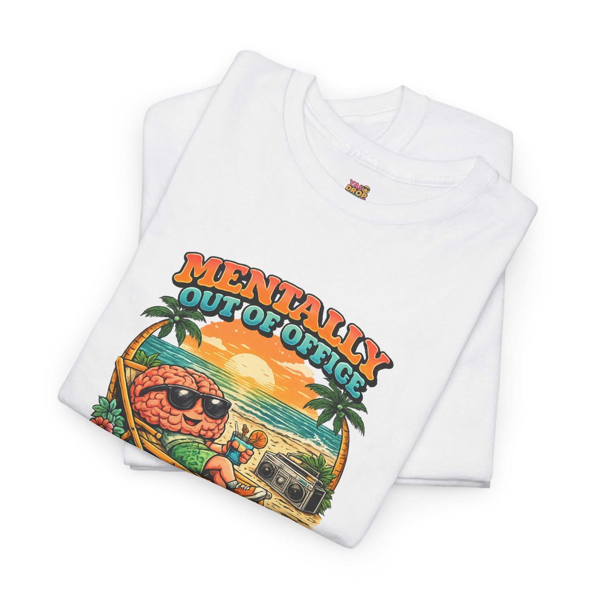 "Mentally Out of Office" Retro Brain Graphic Tee - Sarcastic Vacation T-Shirt