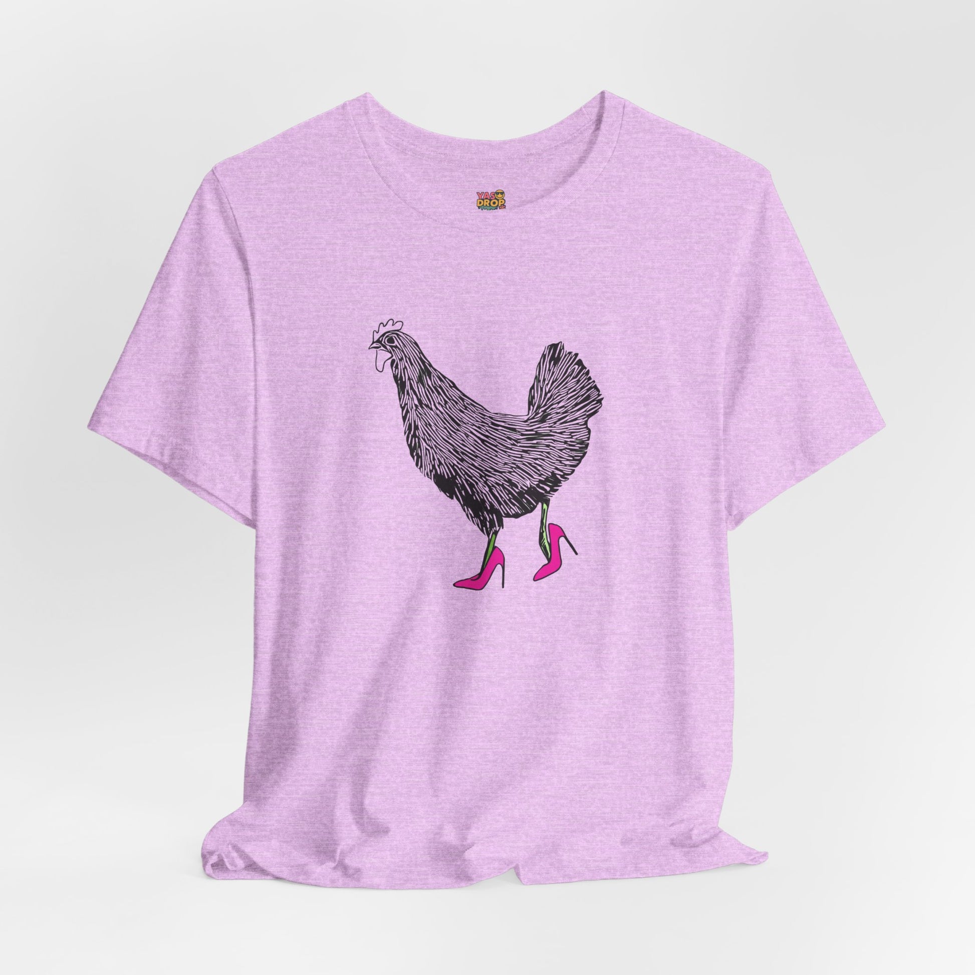 "Serving Looks" Chicken in Heels Graphic Tee – Ironic Minimalist Streetwear