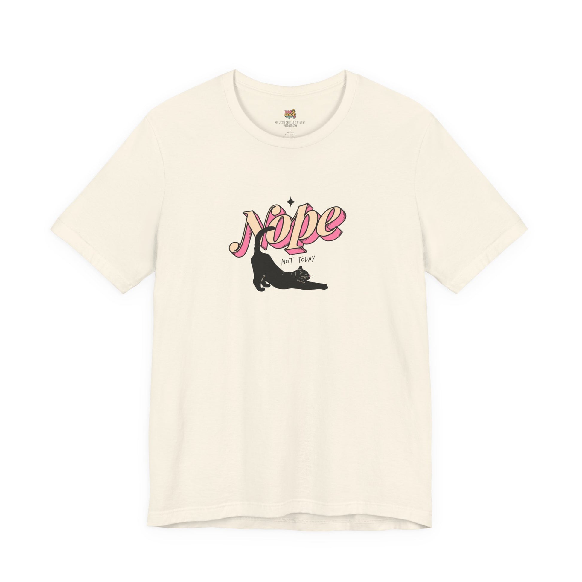 "Nope Not Today" Retro Typography Cat Tee – Y2K Streetwear Graphic Shirt
