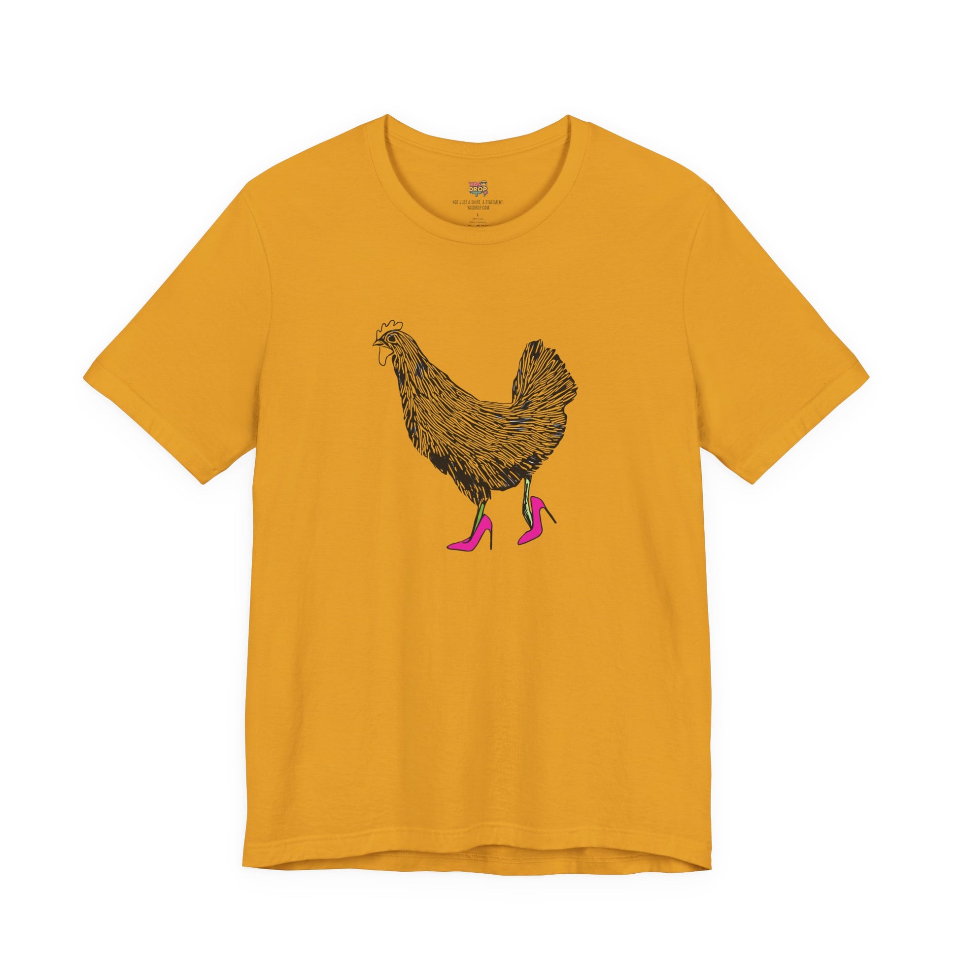 "Serving Looks" Chicken in Heels Graphic Tee – Ironic Minimalist Streetwear