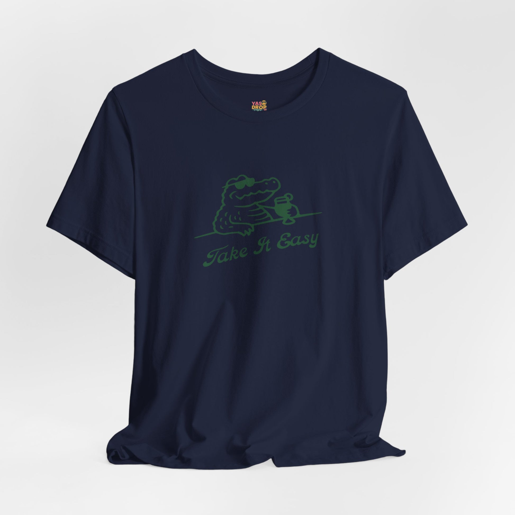 Take It Easy Crocodile Graphic Tee - Retro Aesthetic Vintage White Streetwear Shirt