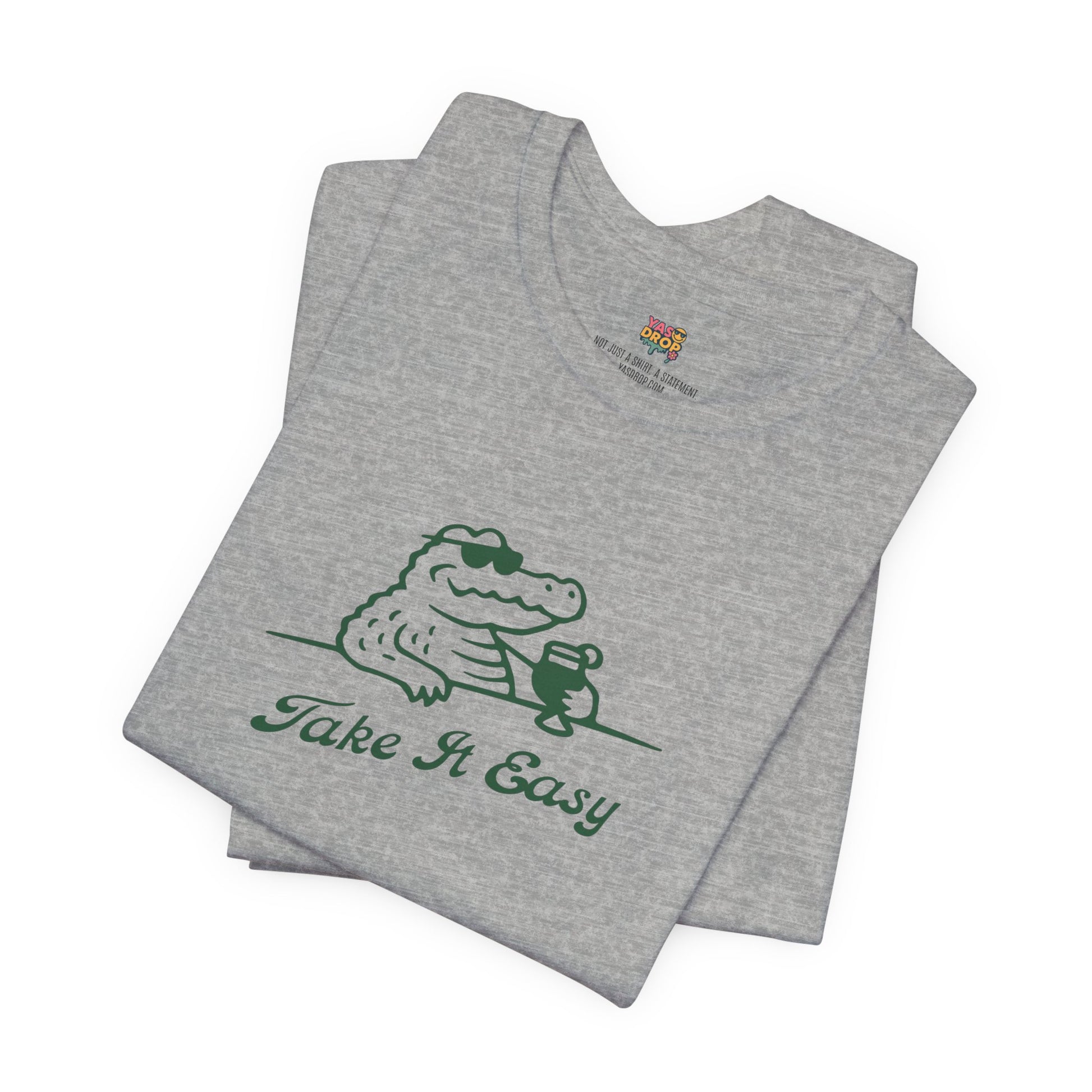 Take It Easy Crocodile Graphic Tee - Retro Aesthetic Vintage White Streetwear Shirt