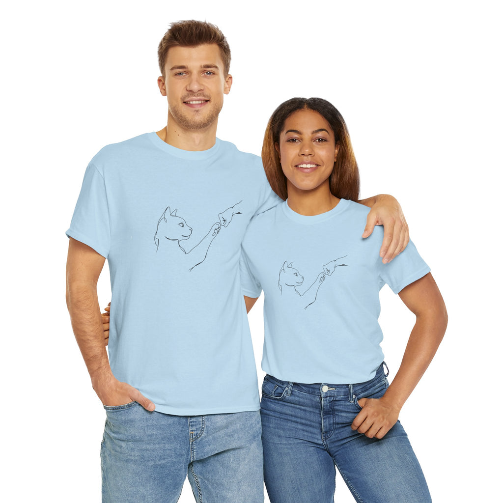 Paw Bump Bond: Minimalist Cat & Human Connection Art Tee