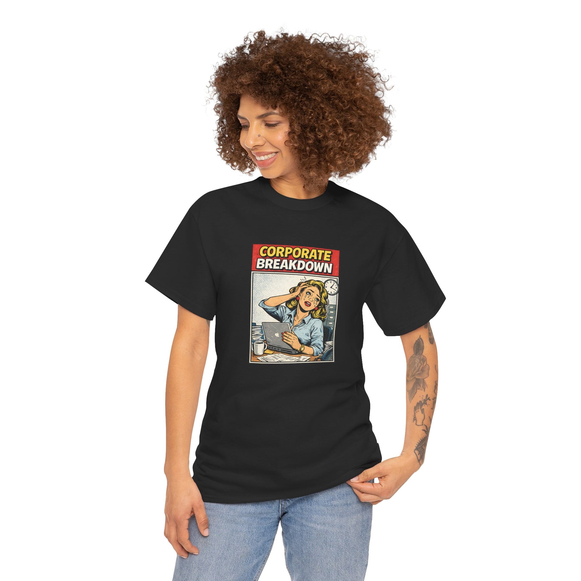 Corporate Breakdown Tee – Retro Office Meme T-Shirt (9–5 Burnout Graphic Shirt)