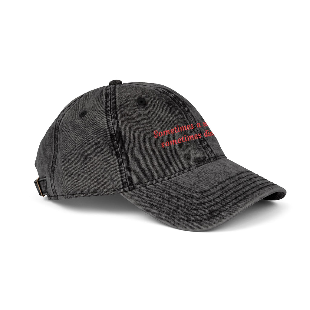 "Sometimes A Soft Girl, Sometimes Dinosaur" Vintage Embroidered Hat | Low Profile Washed Cotton Cap