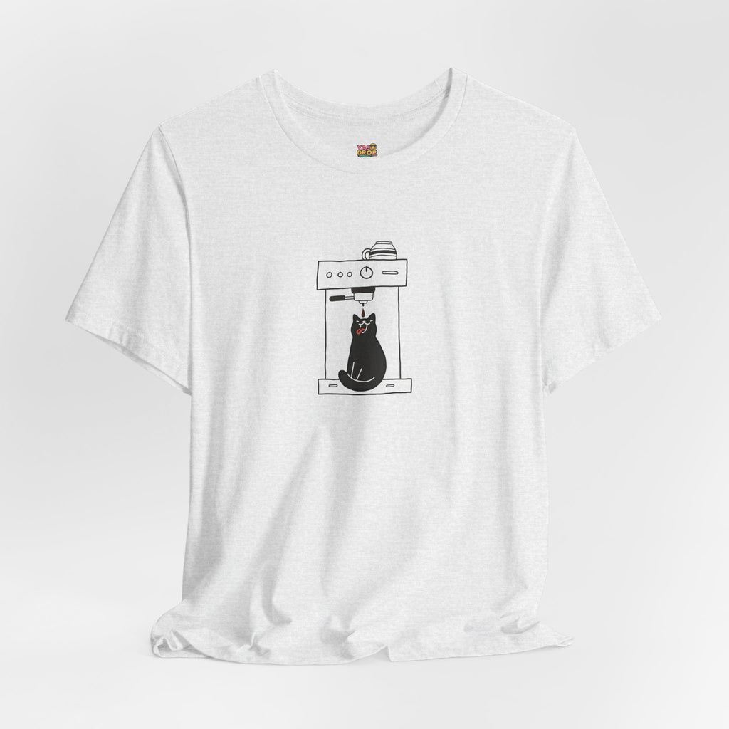 Espresso Cat Graphic Tee – Ironic Minimalist Coffee Streetwear