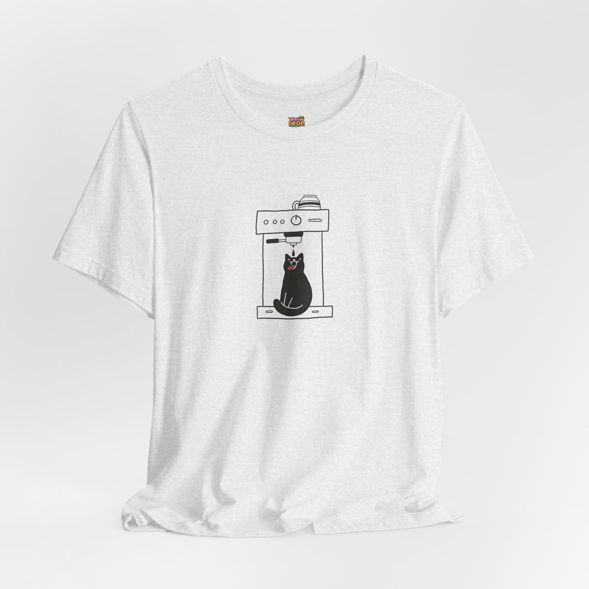 Espresso Cat Graphic Tee – Ironic Minimalist Coffee Streetwear