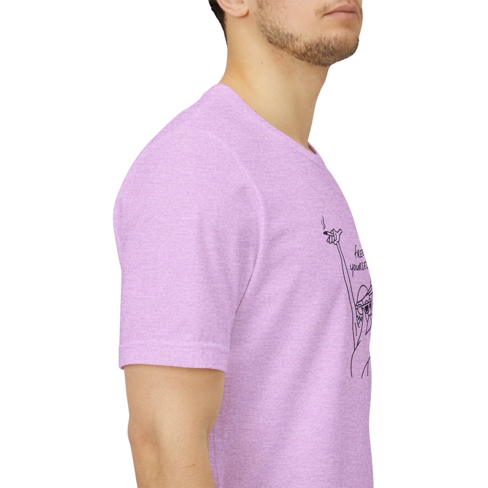 "Free Yourself" Retro Line Art Graphic Tee – Ironic Minimalist Streetwear